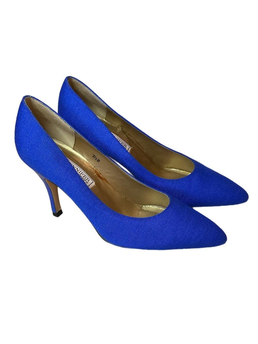 Vtg Jennifer Moore Heels Women 7.5 Royal Blue Pointed Toe 3.5” Heels Holidays